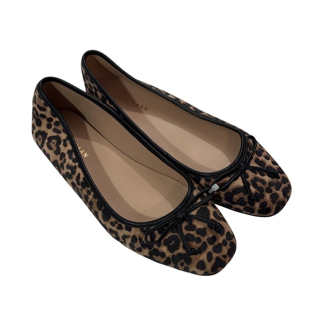 Cole Haan Women 7 Yara Soft Ballet Flats Leopard Print Suede Office Contemporary - Picture 2 of 7